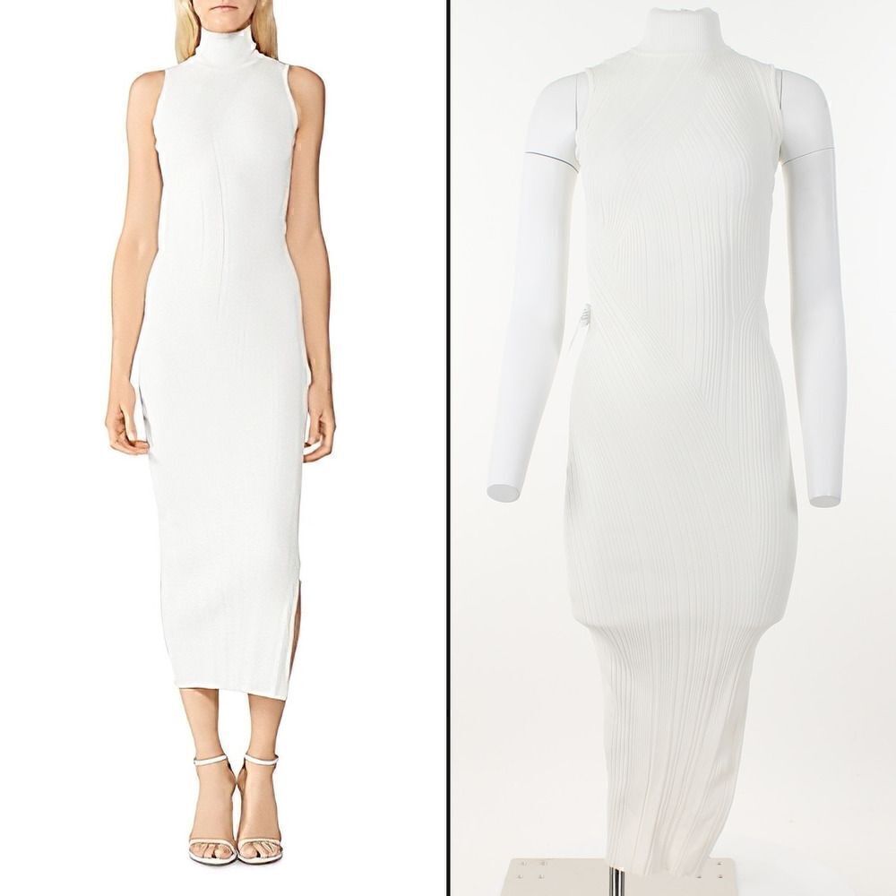Herve Leger Ribbed Turtleneck Dress